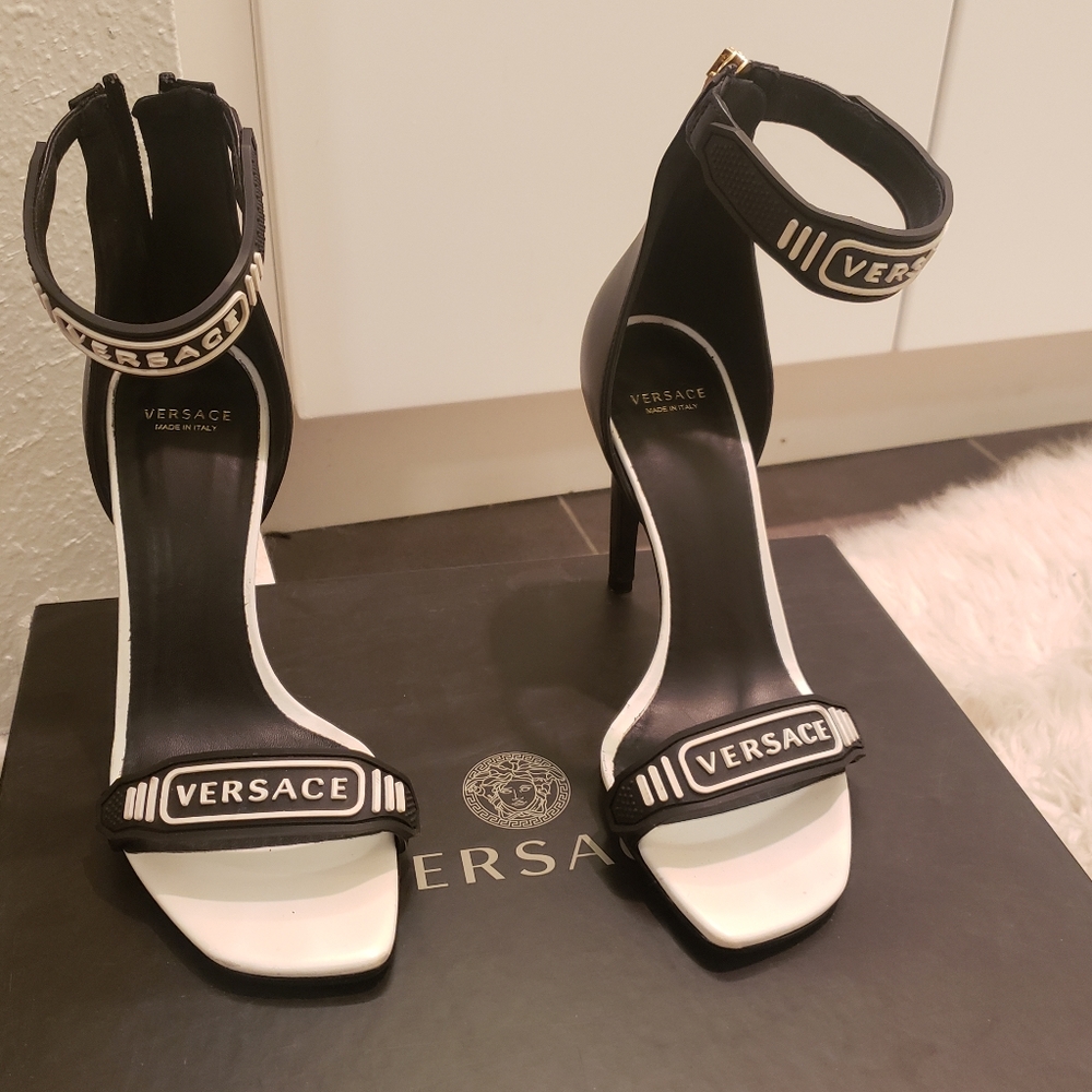 Runway Versace logo high heels